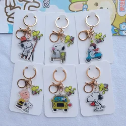 Kawaii Peanuts Snoopy Charlie Brown Key Chain Acrylic Transparent Double-Sided Keychain Backpack Pendant Anime Gift For Girls