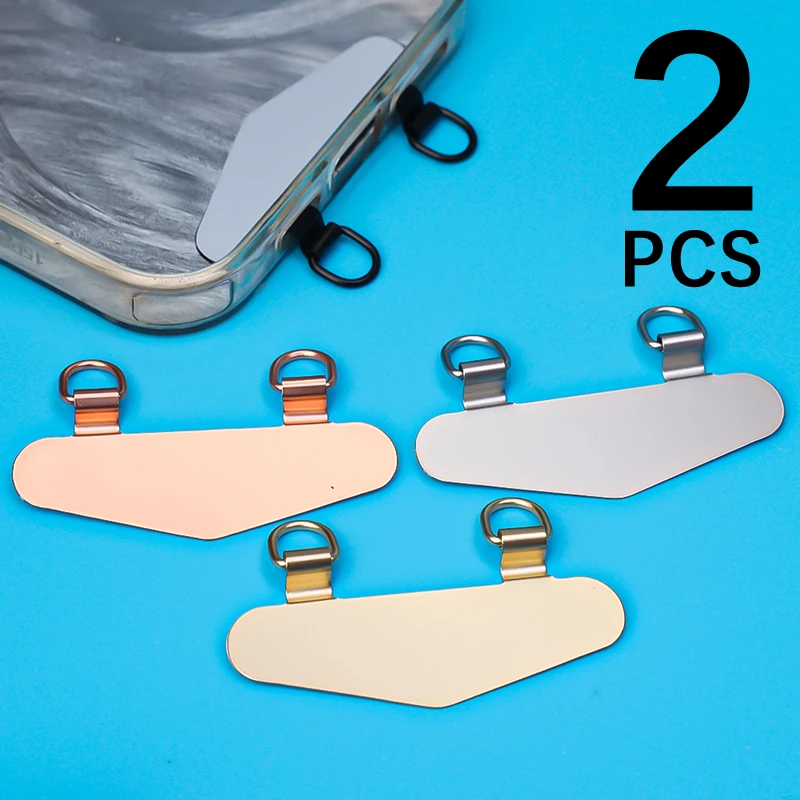 1-2Pcs Stainless Steel Phone Lanyard Patch Clips Metal Gasket Ultra-thin Replacement Cellphone Hanging Cord Tether Tabs Connect