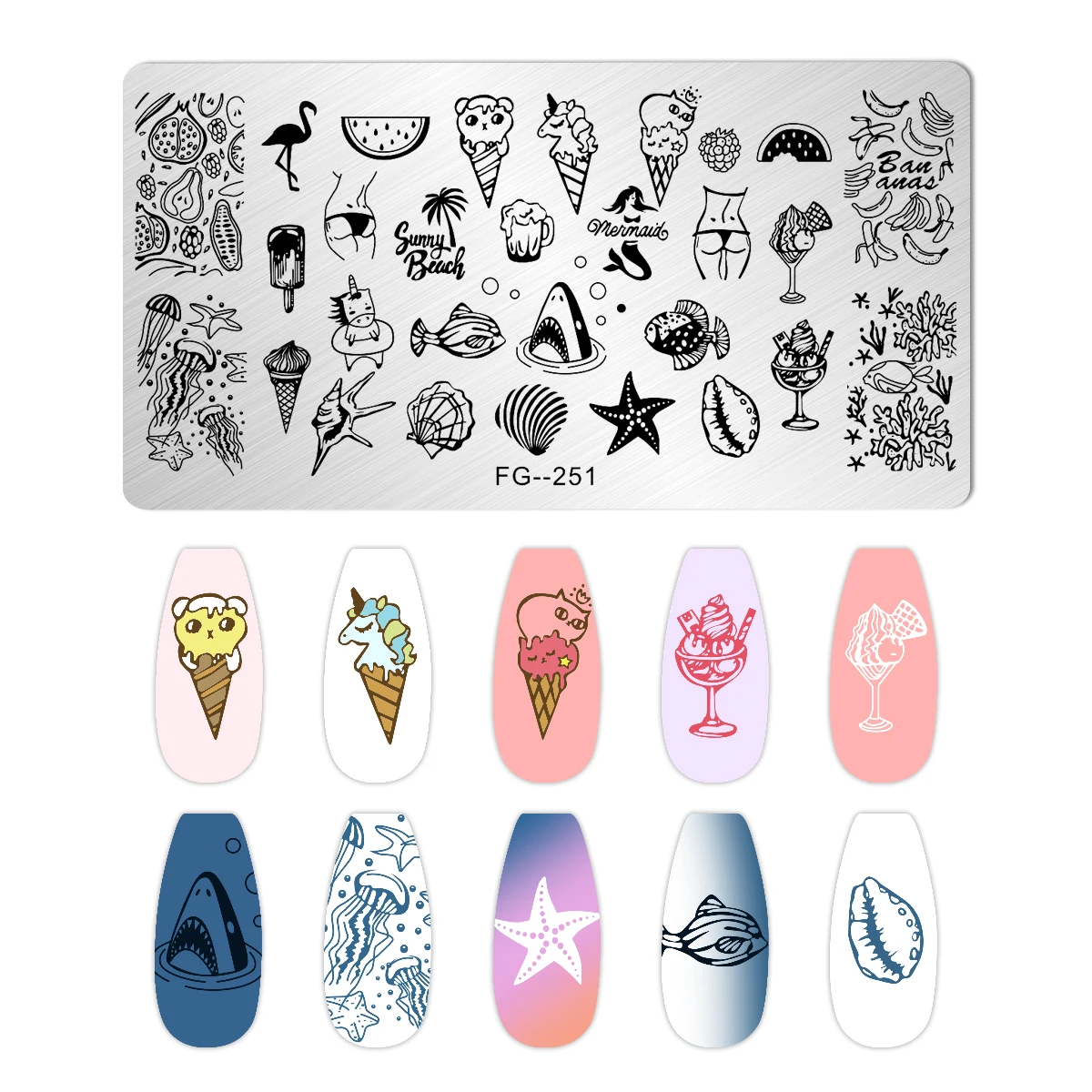 Lody Płytka do stemplowania paznokci Kreskówka Ryba Ptak Niedźwiedź Nail Art Płytka obrazu Geometria zwierząt Roślina Kwiat Wzór Szablon znaczka