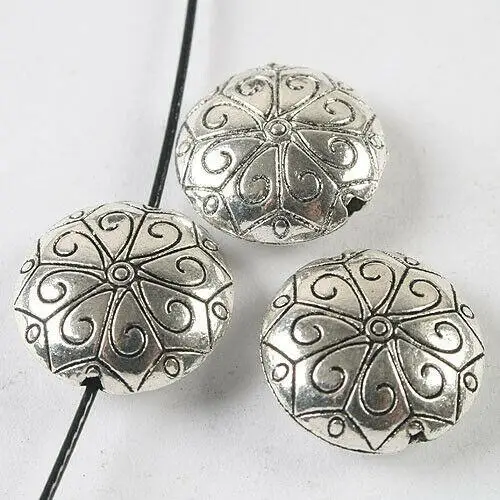 

5pc 18x8mm dark silver tone Carved flower spacer beads h3602