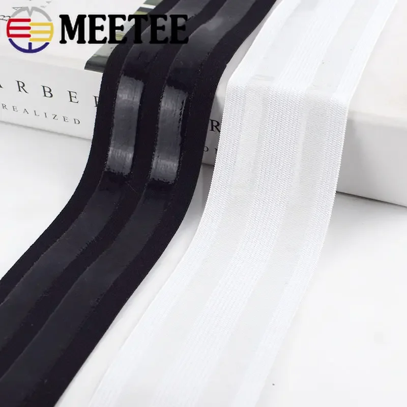 1/2/4M 50mm Black White Nylon/Polyester Non-slip Silicone Elastic Band DIY Sewing Rubber Bands Pants Belt Stretch Webbing Tapes