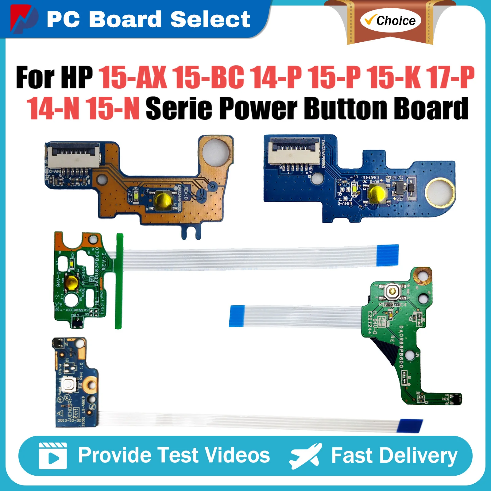 

For HP 15-AX 15-BC 14-P 15-P 15-K 17-P 14-N 15-N 15-R 250 G3 17-e Serie Power Button Board DAG35APB8B0 DAY14APb6D0 DA0R68PB6D0