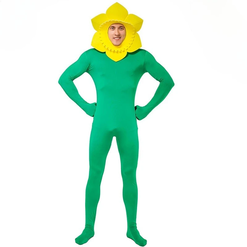 

Mens Oversized Sunflower Costume Set Prank Stage Show Cosplay Role Play Catwalk Wear