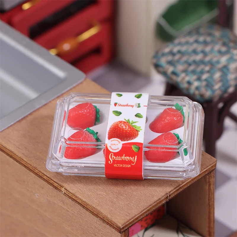 1 Juego de modelo de frutas y verduras con caja transparente, Mini supermercado, casa de muñecas, decoración de comida simulada, accesorios para casa de muñecas