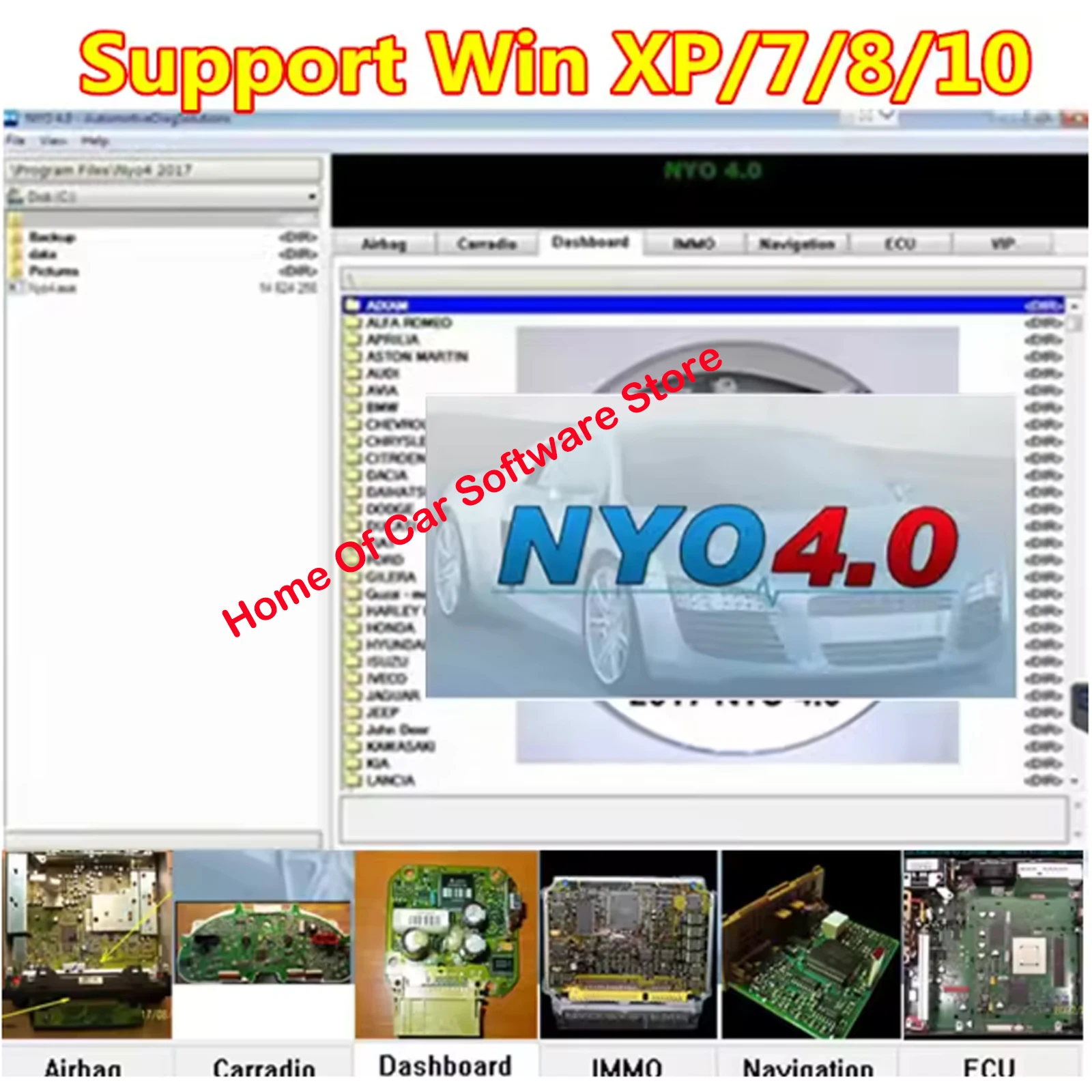 2025 Hot NYO 4 أكياس هوائية آمنة لقاعدة البيانات الكاملة + لوحة القيادة + راديو السيارة + IMMO + برنامج إصلاح البيانات الأوتوماتيكي للملاحة يدعم Win7/8/10