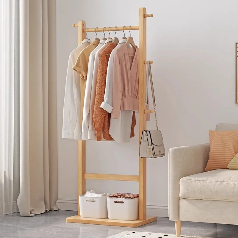 رف معطف من الخشب الصلب، رف ملابس صغير لغرفة النوم من الأرض إلى السقف، رف ملابس عمودي داخلي #4