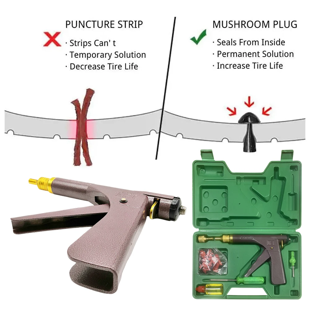 Auto Bike Repair Tire Plug Kit Portable Puncture Plug Garage Motorcycle Vacuum Tire Repair Gun Car Tire Block Air Leaking Kit