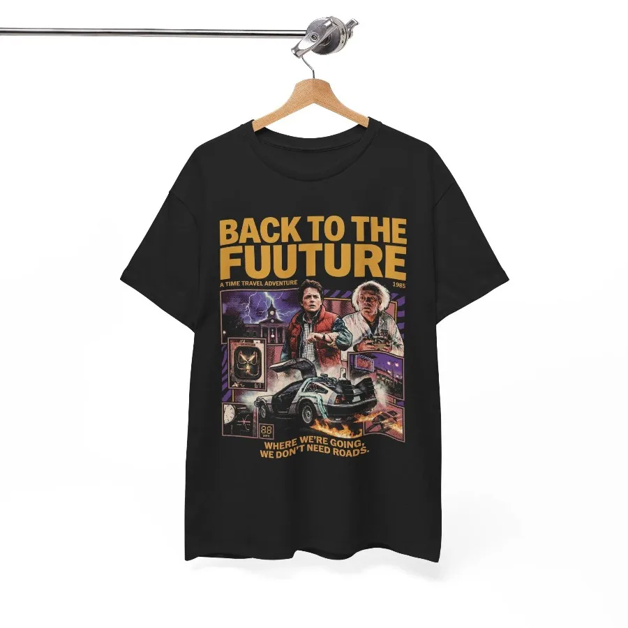 Zurück in die Zukunft T-Shirt, DeLorean 80er-Jahre-Film-Grafik-T-Shirt, beliebtes Unisex-Baumwoll-T-Shirt für alle Jahreszeiten – Detail 2