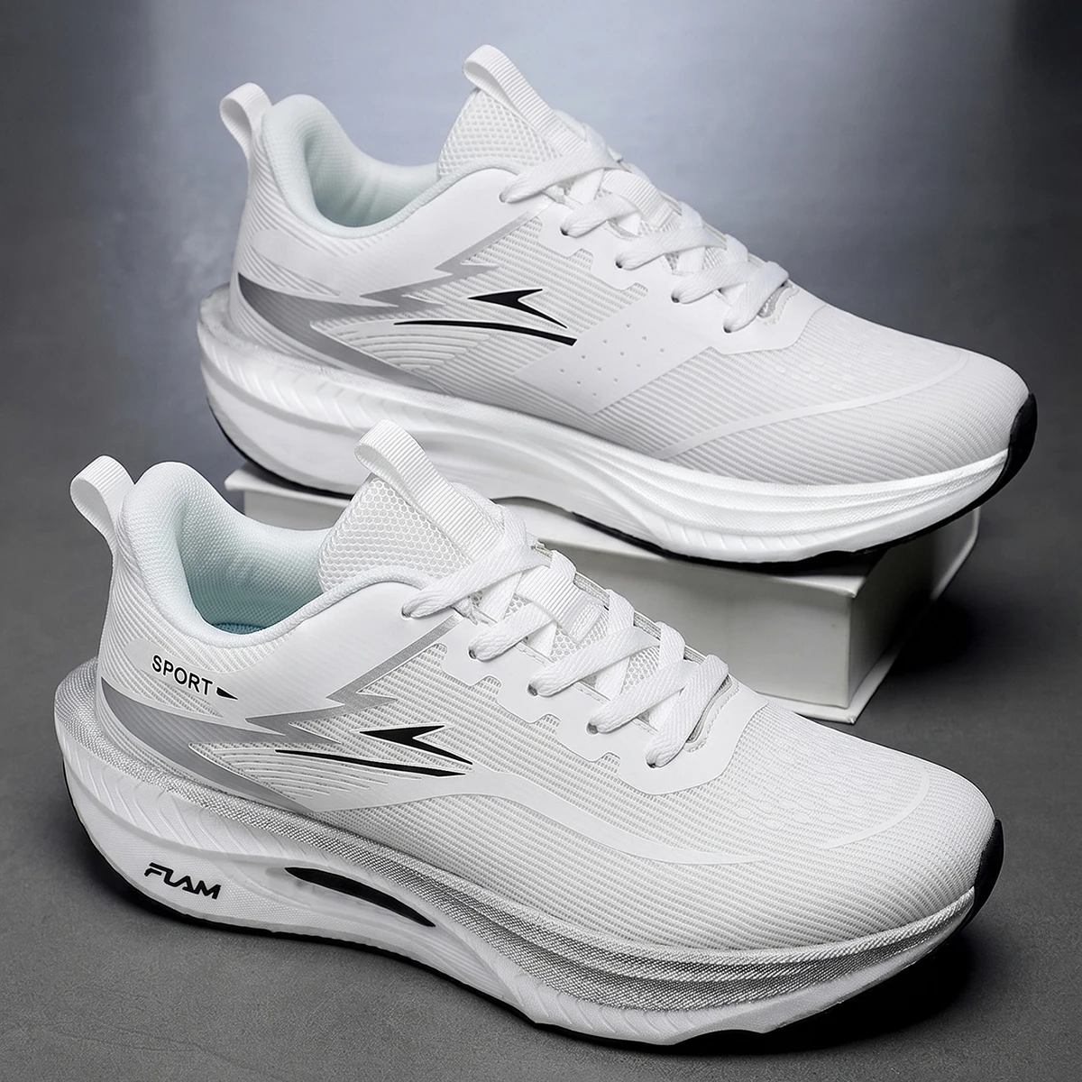 Breathable Sports Shoes] 1 Pair of Men's Casual Sports Shoes | Geometric Letter Print Running Shoes, Suitable for Gym and Everyday Wear, Lightweight Fabric Upper, Breathable Mesh Lining, Low-Top Athletic Style, Lace-Up Design, Keeps You Dry.