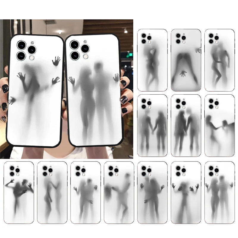 Phone Case For iphone 16 15 14 Pro Max 16 15 14 13 12 Pro 15Plus 11 SE Couple body silhouette Woman Man Case Funda