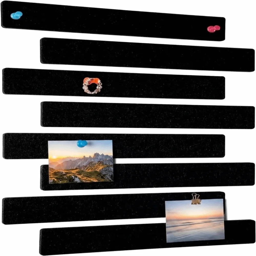 8PCS Polyester Fiber Felt Strip Adhesive Tabs Included Decorative Wall Decor Sticker Practical Felt Bulletin Board
