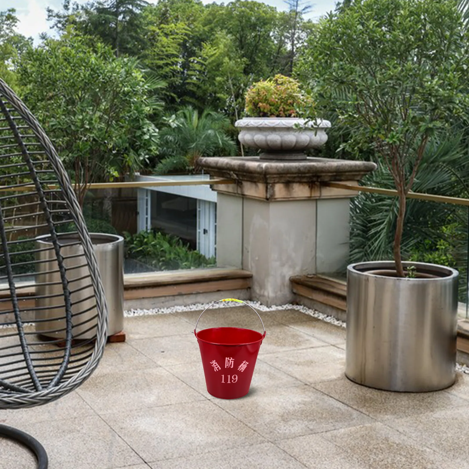 Fire Emergency Sand Bucket Iron Portable Multi-Purpose Storage Bucket Scratch-Resistant Handheld Utility Pail for Firefighting