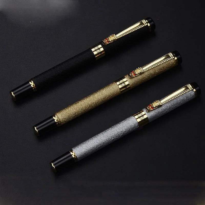 Luxury High Quality Hero Fountain Pen Frosted Black Golden Dragon Iraurita Ink Pen Stationery Office School Supplies New