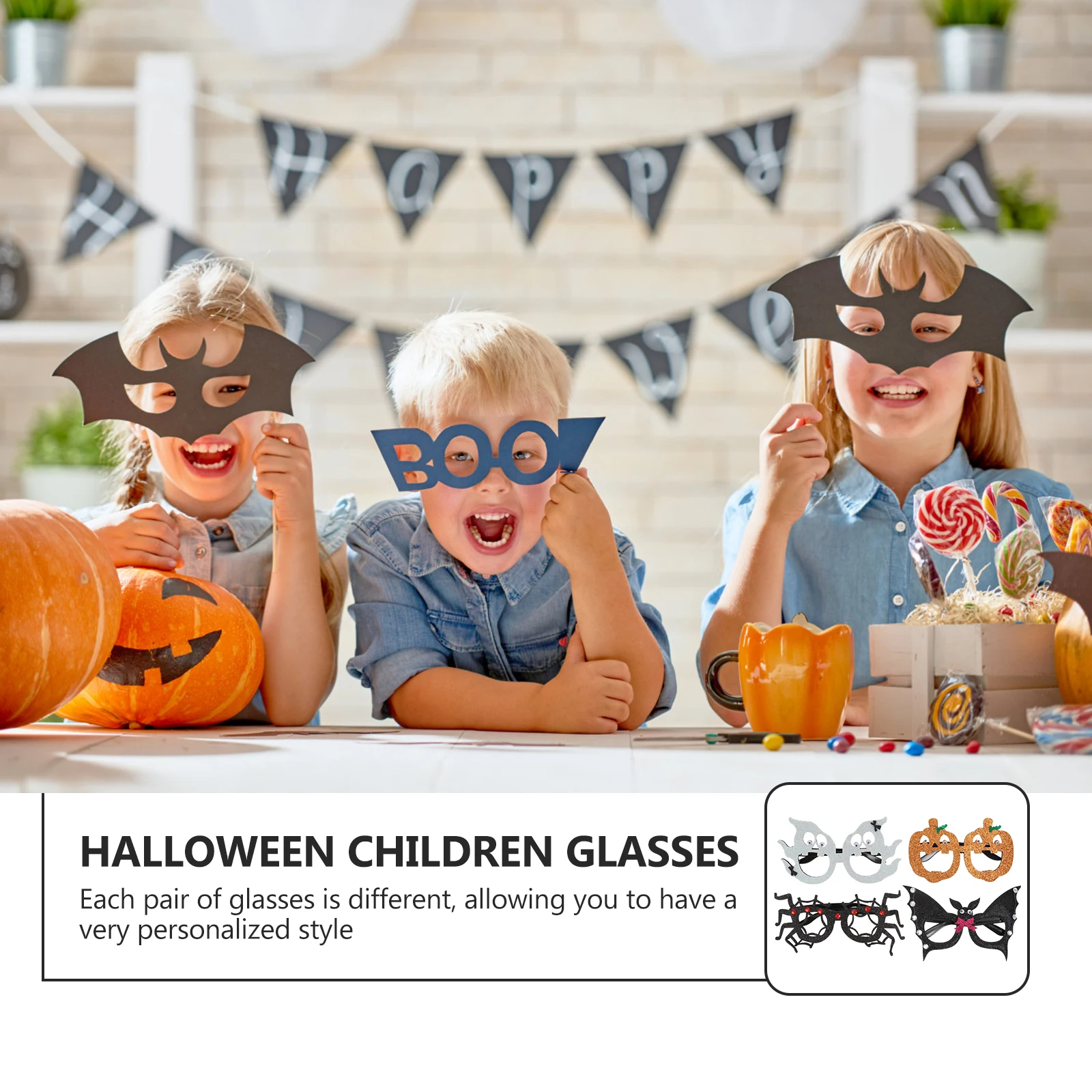 

4PCS Pumpkin Ghost Glasses Set Halloween Decorative Sunglasses for Kids Adults Party Supplies Scary Theme Props Fits Festivals