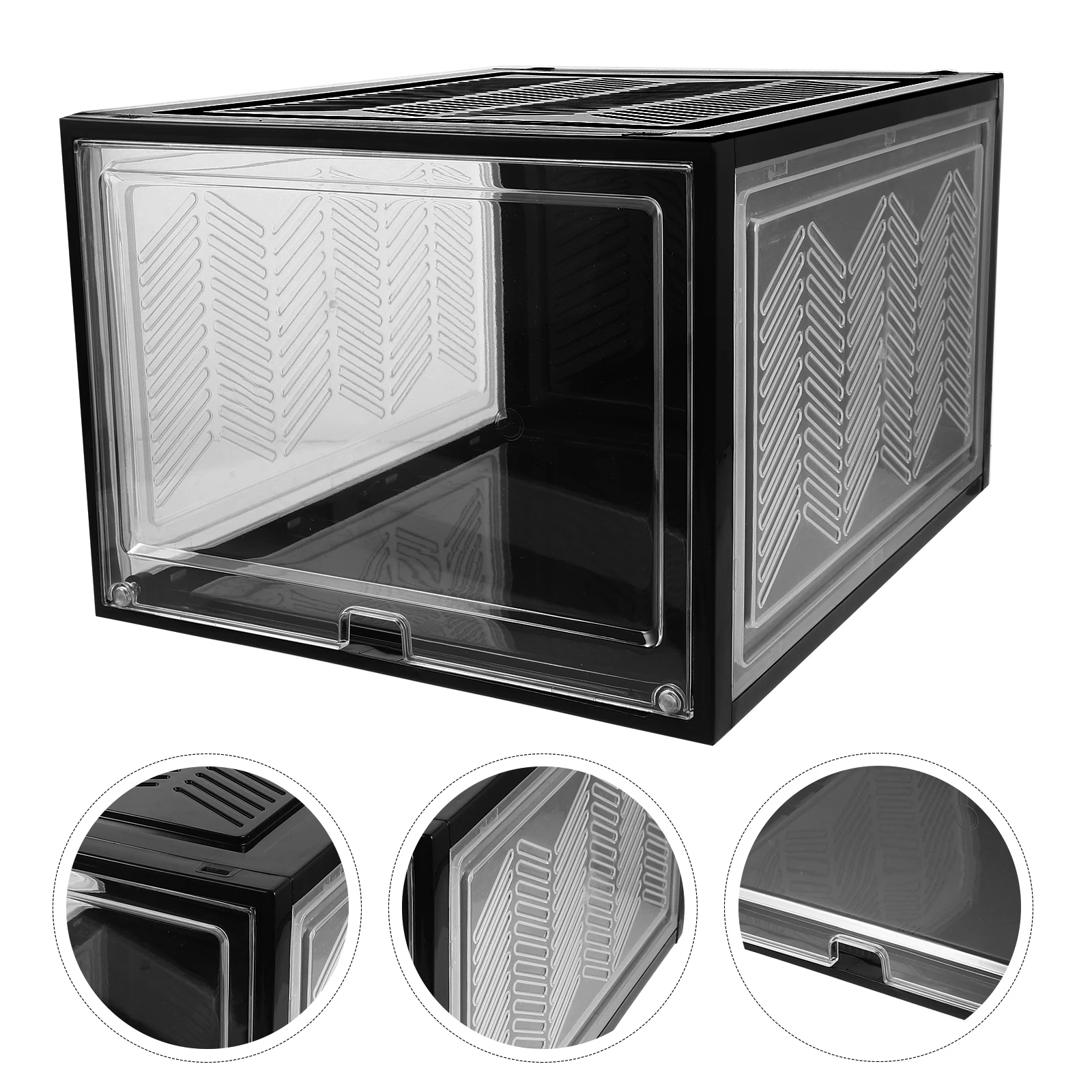 

2pcs Thickened Lid Shoe Boxes Foldable Stackable Storage ganizer Case For Sneakers Black Containers Shoe Display