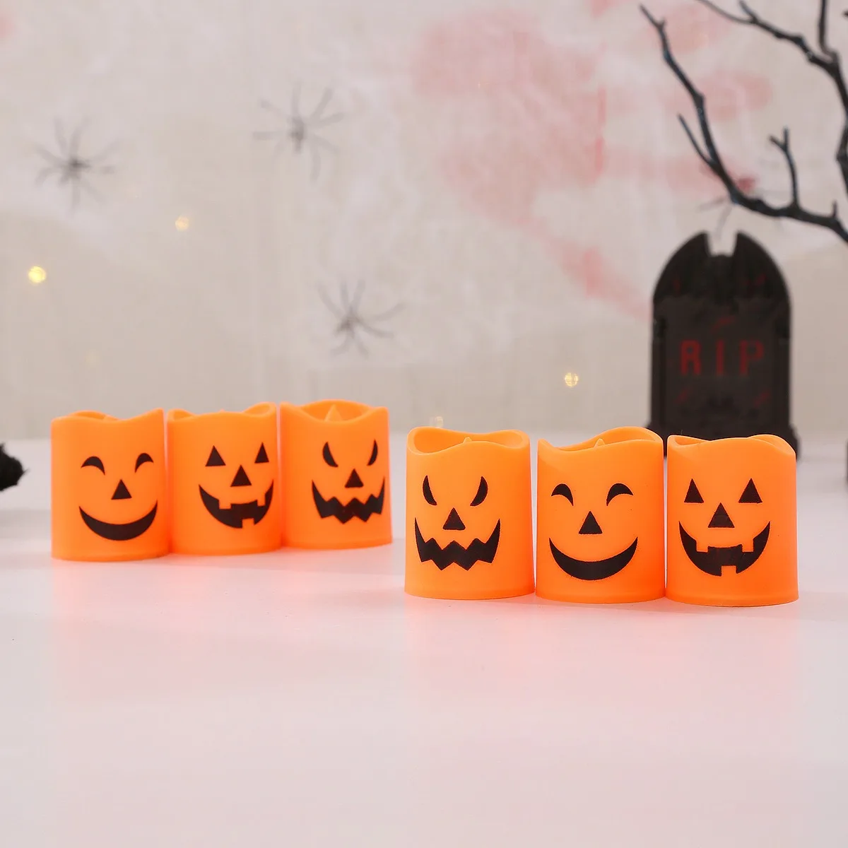 24pcs Electronic Candle Safe Flameless Battery Operated LED Tealight Candles Halloween Atmosphere Lights