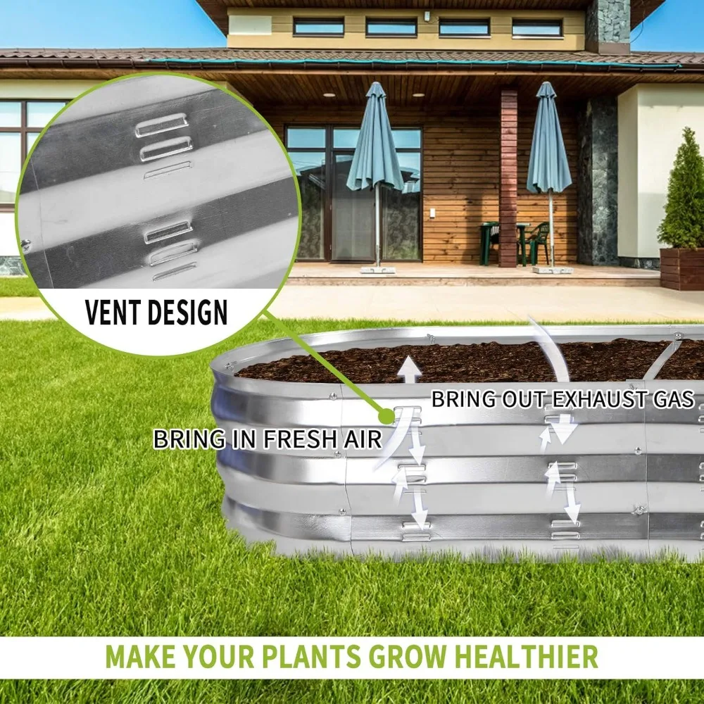 Imagem -04 - Metal Galvanizado Levantado Jardim Cama Kit Caixas de Plantador Adequado para Vegetais Flor Fácil Faça Você Mesmo e Limpeza Não Torcer ou Podridão