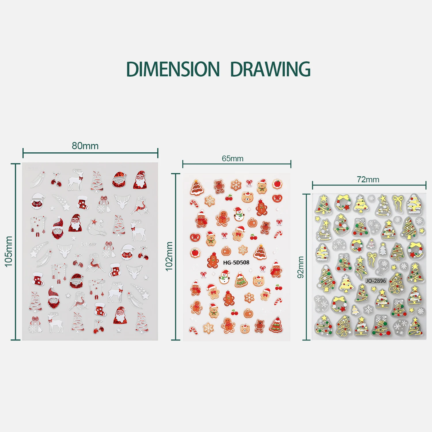 NAILPOP ملصقات الأظافر عيد الميلاد مسمار ملصقات فنية عطلة لتقوم بها بنفسك مسمار الفن الديكور القلب القوس سهلة تطبيق المواد الآمنة الكمال 1 قطعة #5