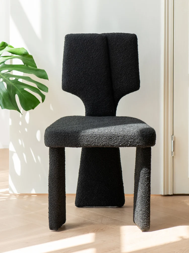 Luxury Lamb Velvet Dining Chairs,Household Furniture,Living Room Backrest,Black Stool Bedroom Dresser Makeup Chair image 5
