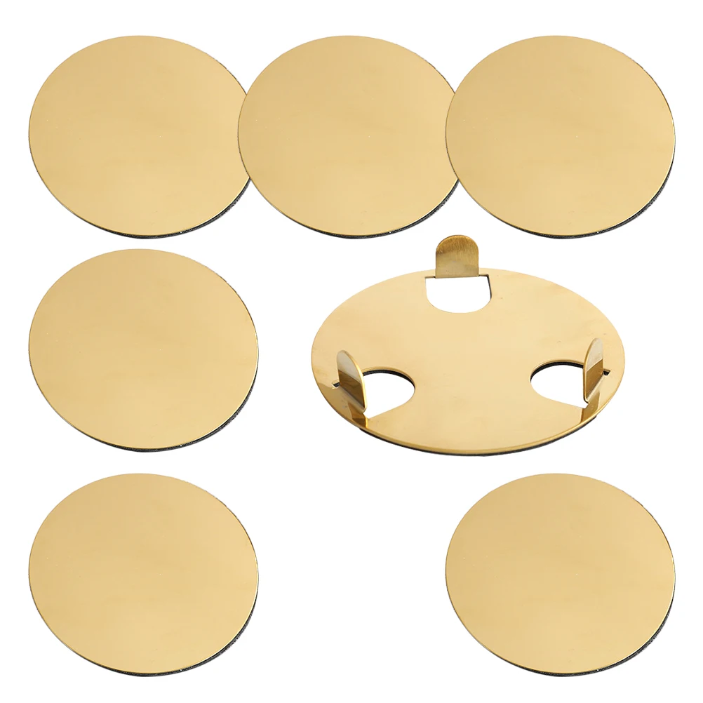 

1 set Stainless Steel Coaster Set Golden Anti Heat Cup Coasters For Drinks Absorbent Home Kitchen Table Decor Protective Pad
