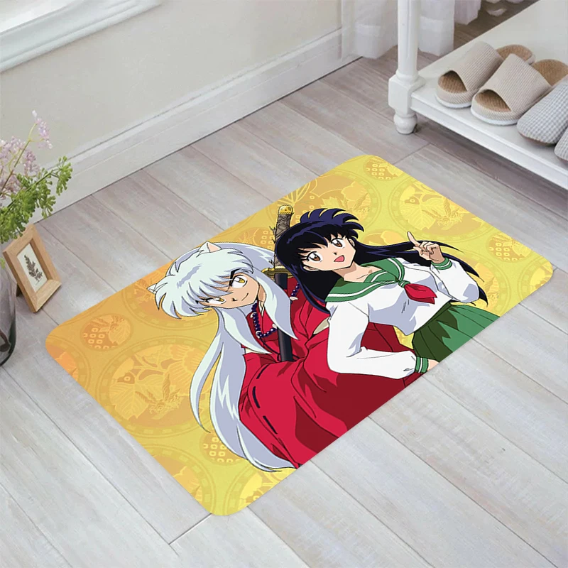 Inuyasha Anime Floor Mat Doormat Entrance Door Balcony Aesthetic Room Decoration Carpets Rugs Home Kitchen Carpet Foot Rug Mats