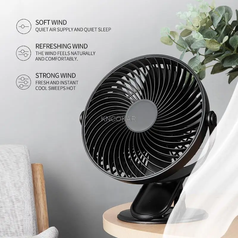 Hot Selling Portable Small Desk Cooler Cooling Fan 360 Degree Rotating Clip Fan Running Super Silent