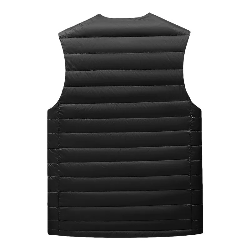 Men's Clothing Lightweight Down Jacket Warm Vest Collarless White Duck Down Thin Round Neck Innerwear Short Vest Jackets for Men