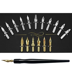 CARACTERÍSTICAS-Inglês Caligrafia Dip Pen Holder Set com 17 pontas, escrita, pintura, desenho, papelaria