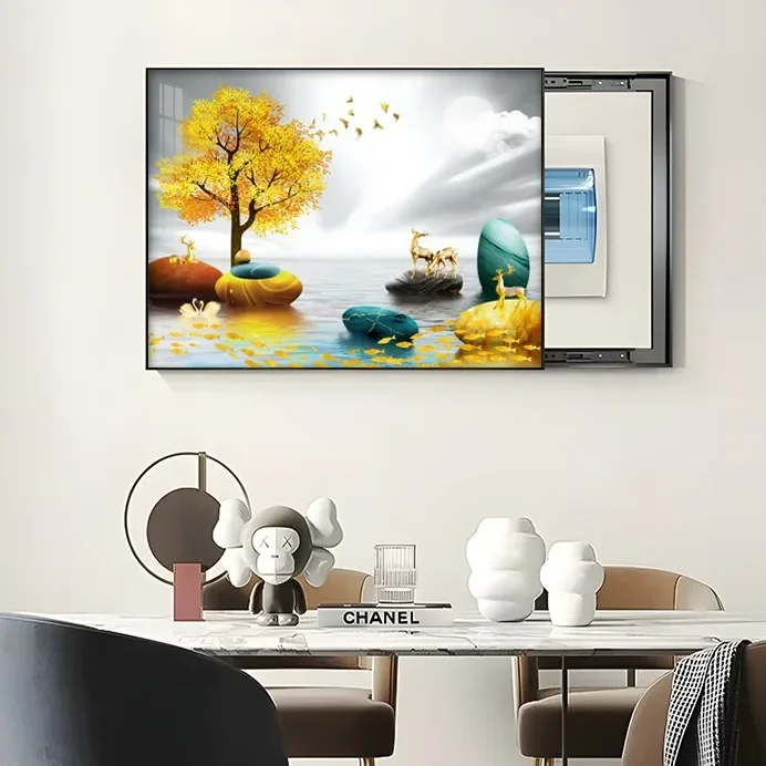 Light luxury advanced sense no punching electric switch weak empty open blocking hanging picture power distribution
