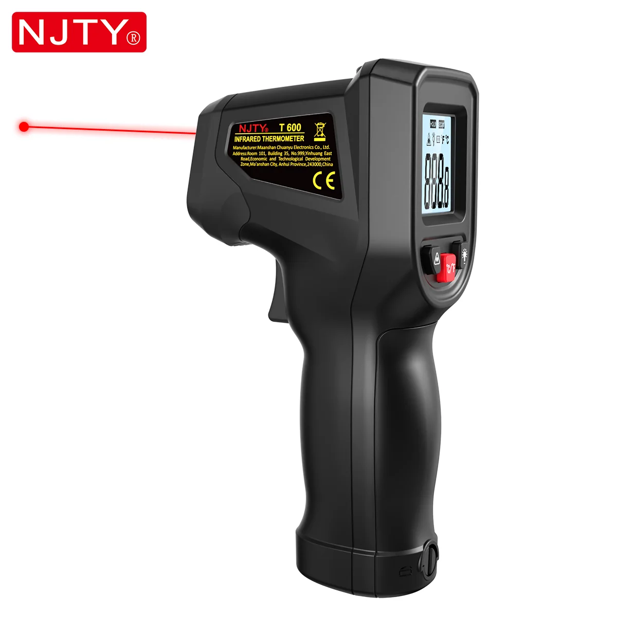 NJTY T600 Thermomètre infrarouge sans contact -58 ° F à 1112 ° F Pistolet de température laser industriel professionnel pour la cuisson à la maison