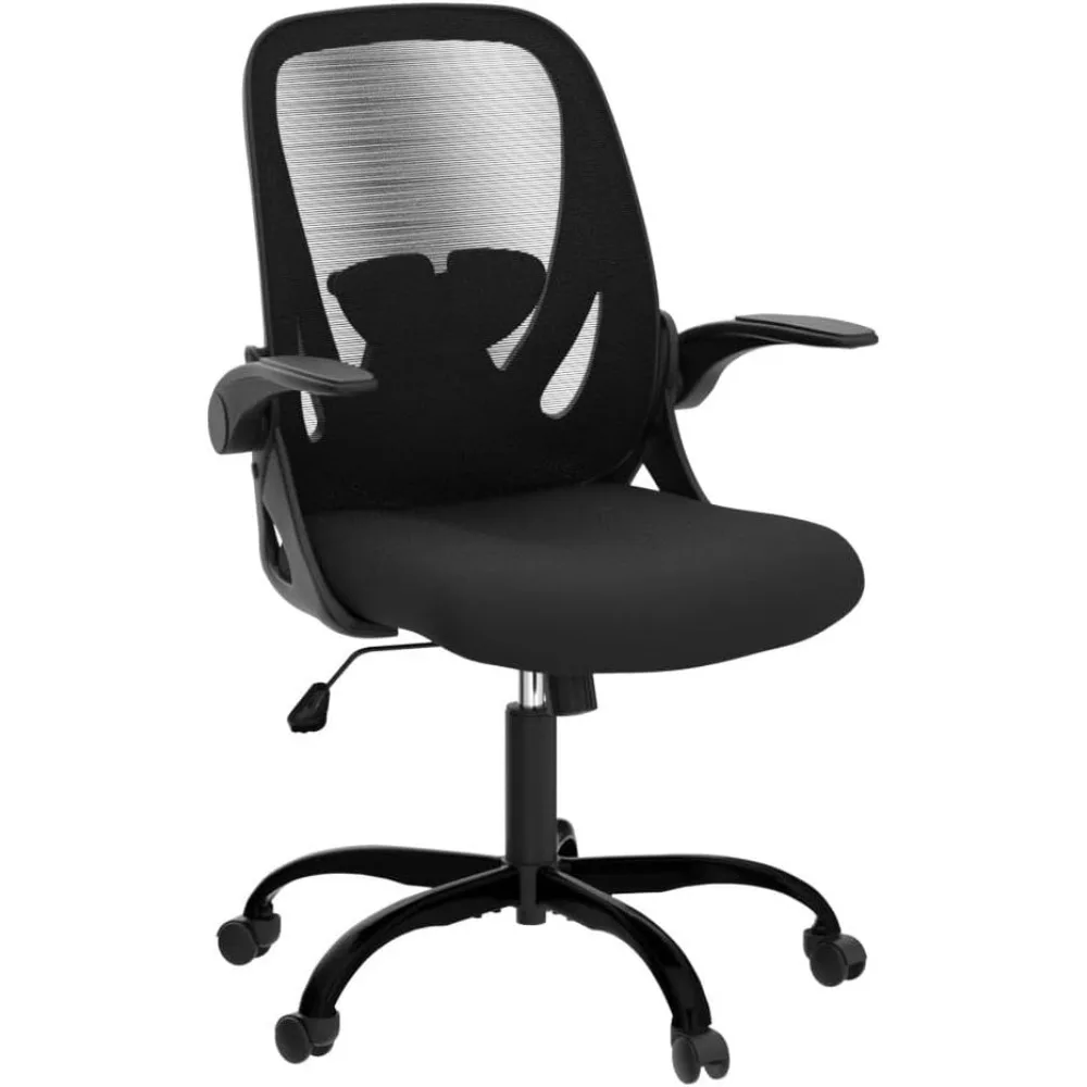 Ergonomic Swivel Mesh Computer Chair with Adjustable Lumbar Support and Flip-Up Armrests