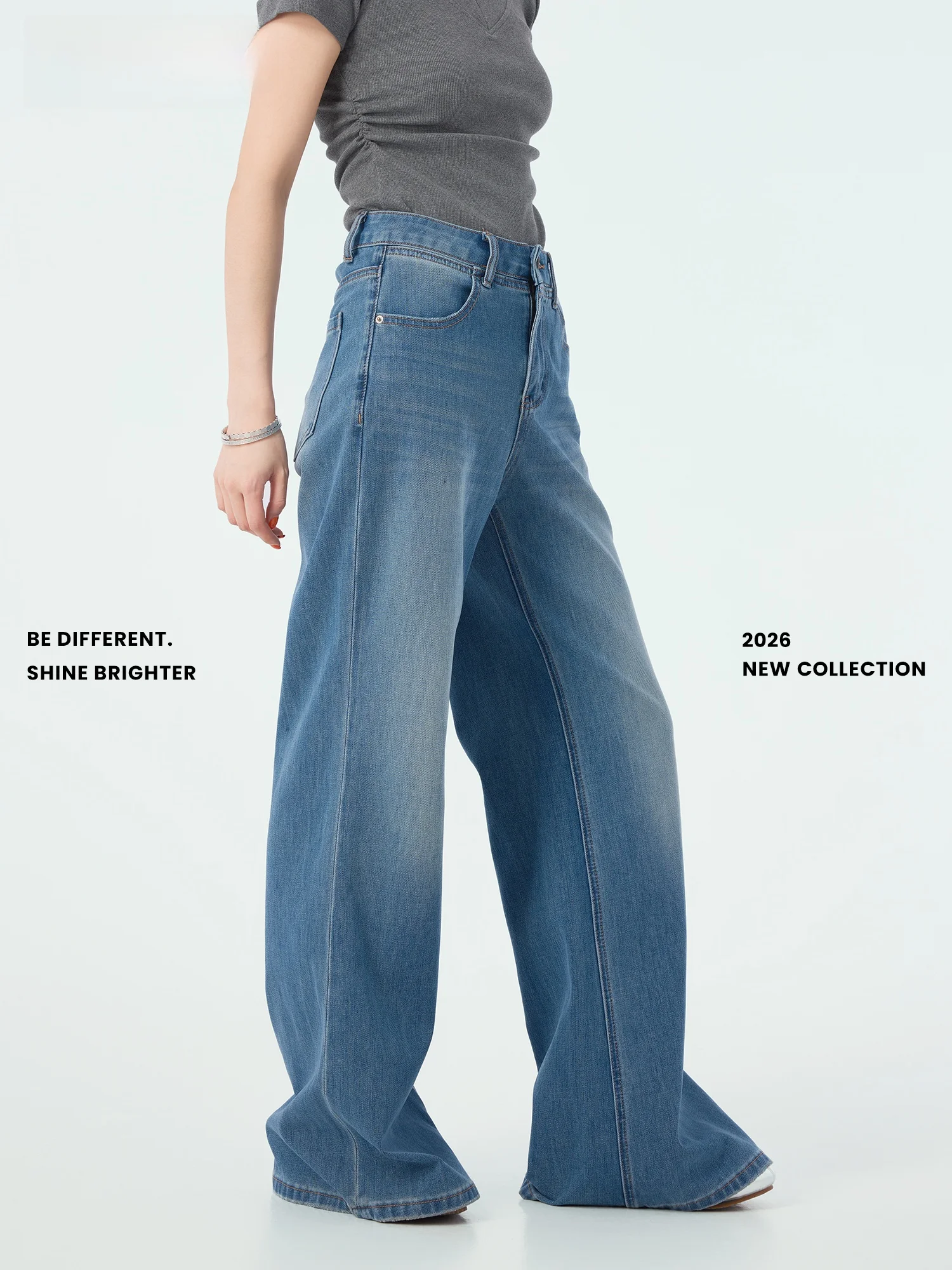 

High Waist Wide Leg Denim Pants Summer New Style Loose Fit Retro Style Ladies Jeans Cotton Fabric Comfortable Women Trousers