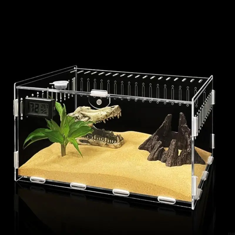 Y51B Insect Feeding Box Acrylic Clear Breeding Case for Small Reptiles 2 Size