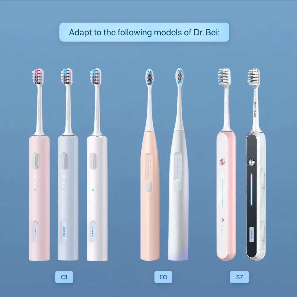 Электрическая зубная щетка DR · BEI C1/C2/C3/E0/E3/E5/S7/S03, Сменная головка, щетина DuPont, 4/8/16 шт.