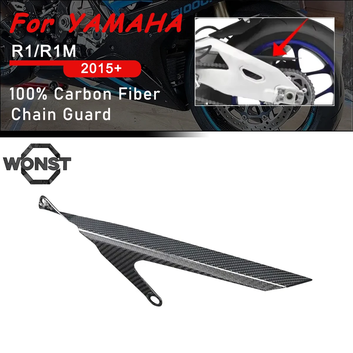 

For Yamaha MT10 R1 R1m FZ10 2015-2022 2023 2024 Motorcycle Carbon Fiber Rear Chain Guard Chain Protection Cover