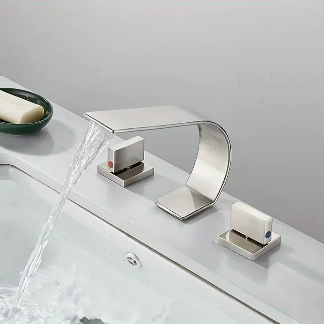 

Nickel Bathroom Faucet Brass Gold Basin Faucet Hot & Cold Black Widespread Sink Faucet Brass Lavotory Faucet Water Faucet