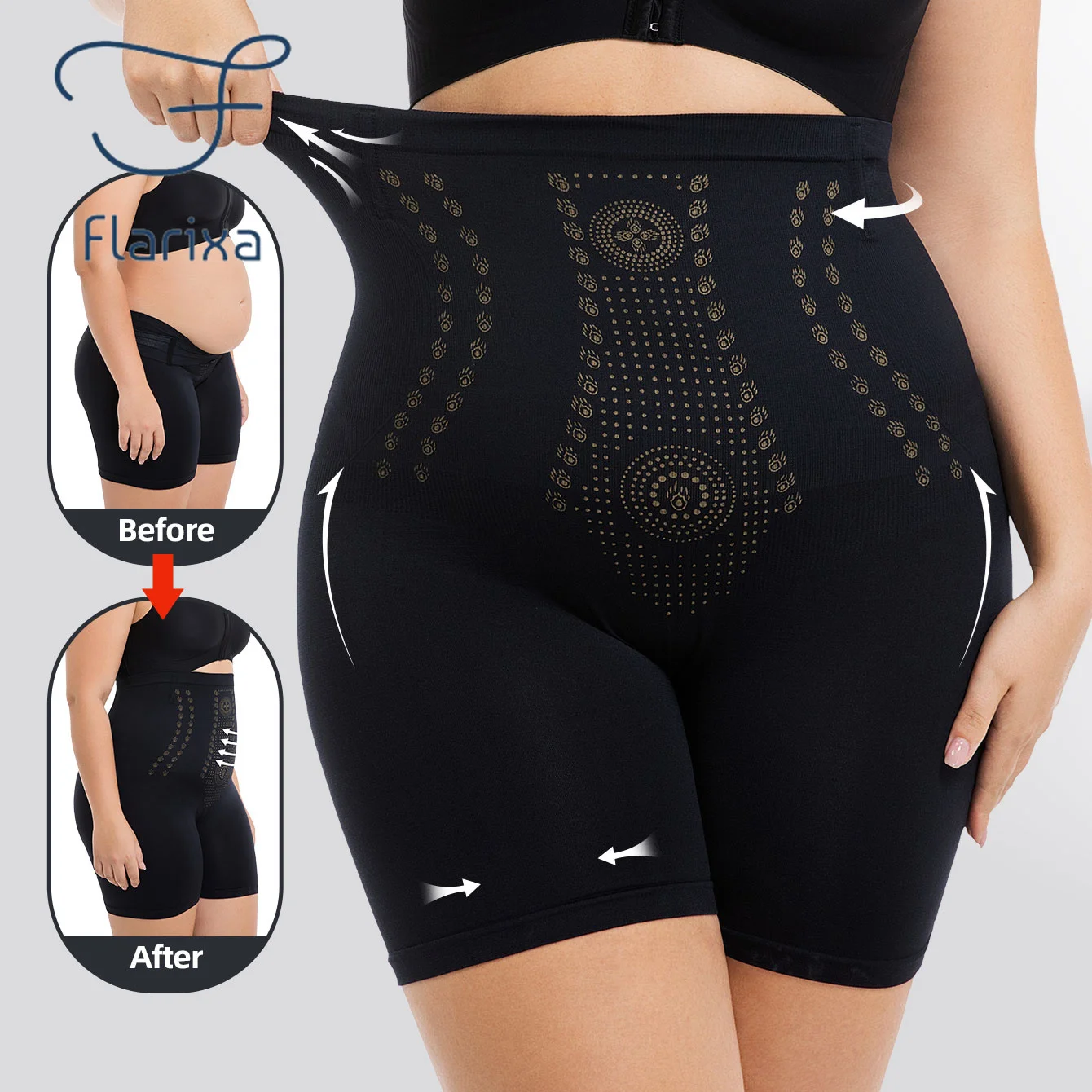 FLARIXA حجم كبير سراويل داخلية عالية الخصر للتحكم في البطن بعد الولادة ملابس داخلية تشكيل سلس سراويل رفع الورك والأرداف