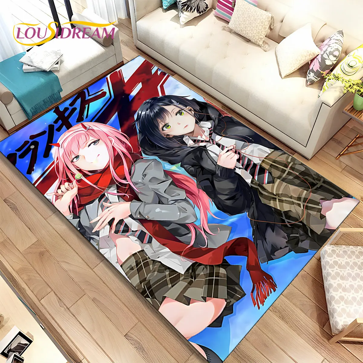 Anime Zero Two DARLING In The FRANXX Area Rug,Carpet Rug for Living Room Bedroom Sofa Doormat Decoration, Kid Non-slip Floor Mat