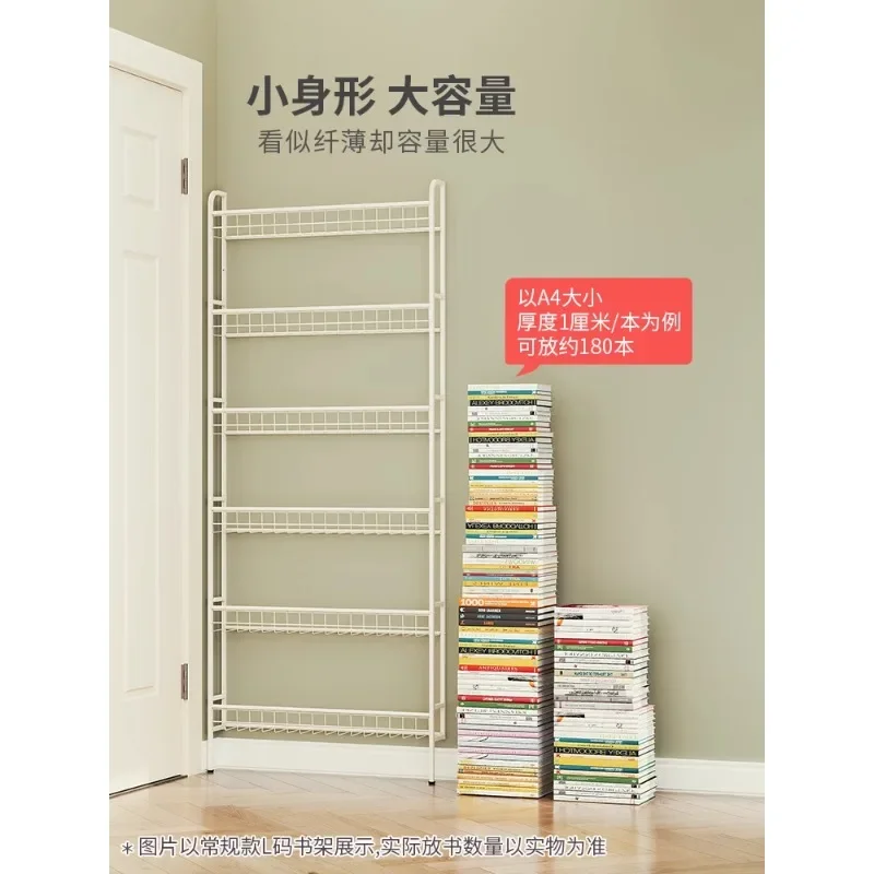 Iron bookshelf behind door, wall mounted ultra-thin bookshelf for home use, no punching, multi-layer seam, kitchen storage