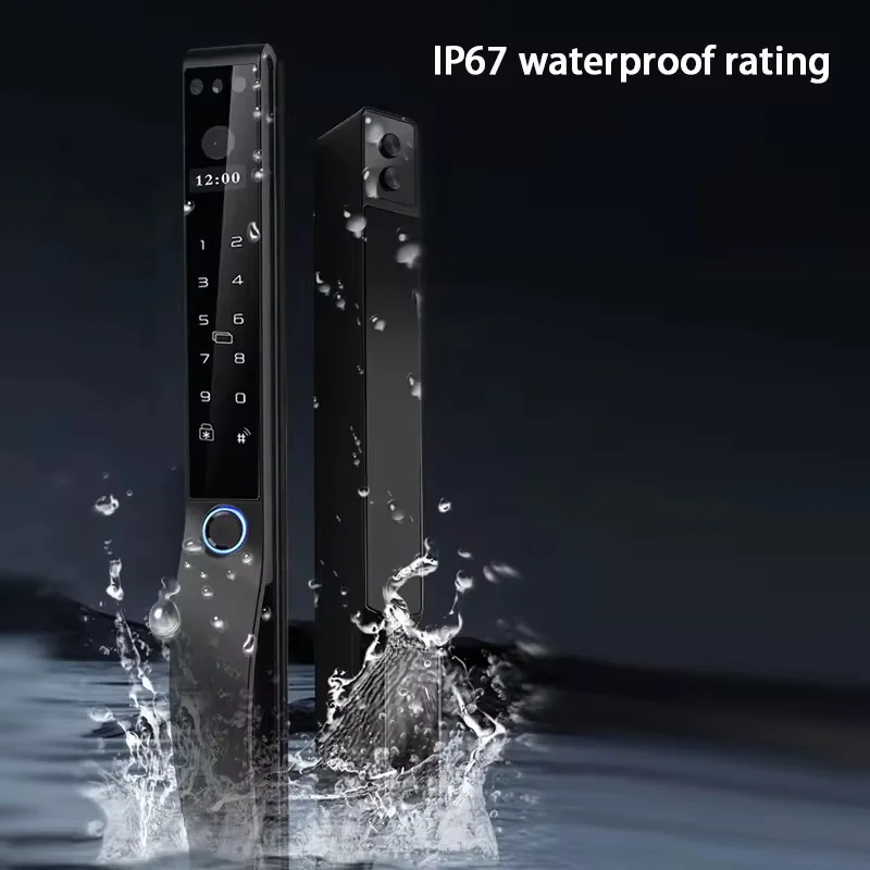 IP68 Waterproof 3D Face Recognition Tuya App Swing Sliding Door Lock Digital Fingerprint Password Smart Door Lock With Camera