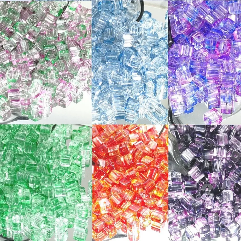 

50pcs New 7mm Crystal Cube Beads Shiny Square Spacer Beads Necklace Loose Needlework Accessory Home