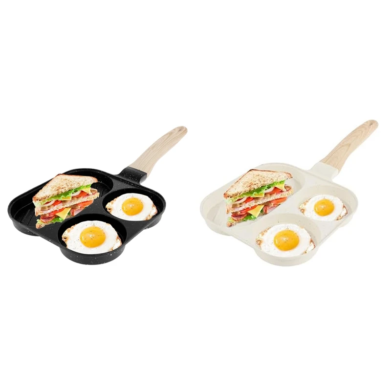 Egg Frying Pan 3 In 1 Egg Frying Pan Non-Stick Omelette Pan With Wooden Handle Kitchen Breakfast Egg Cooking Pan