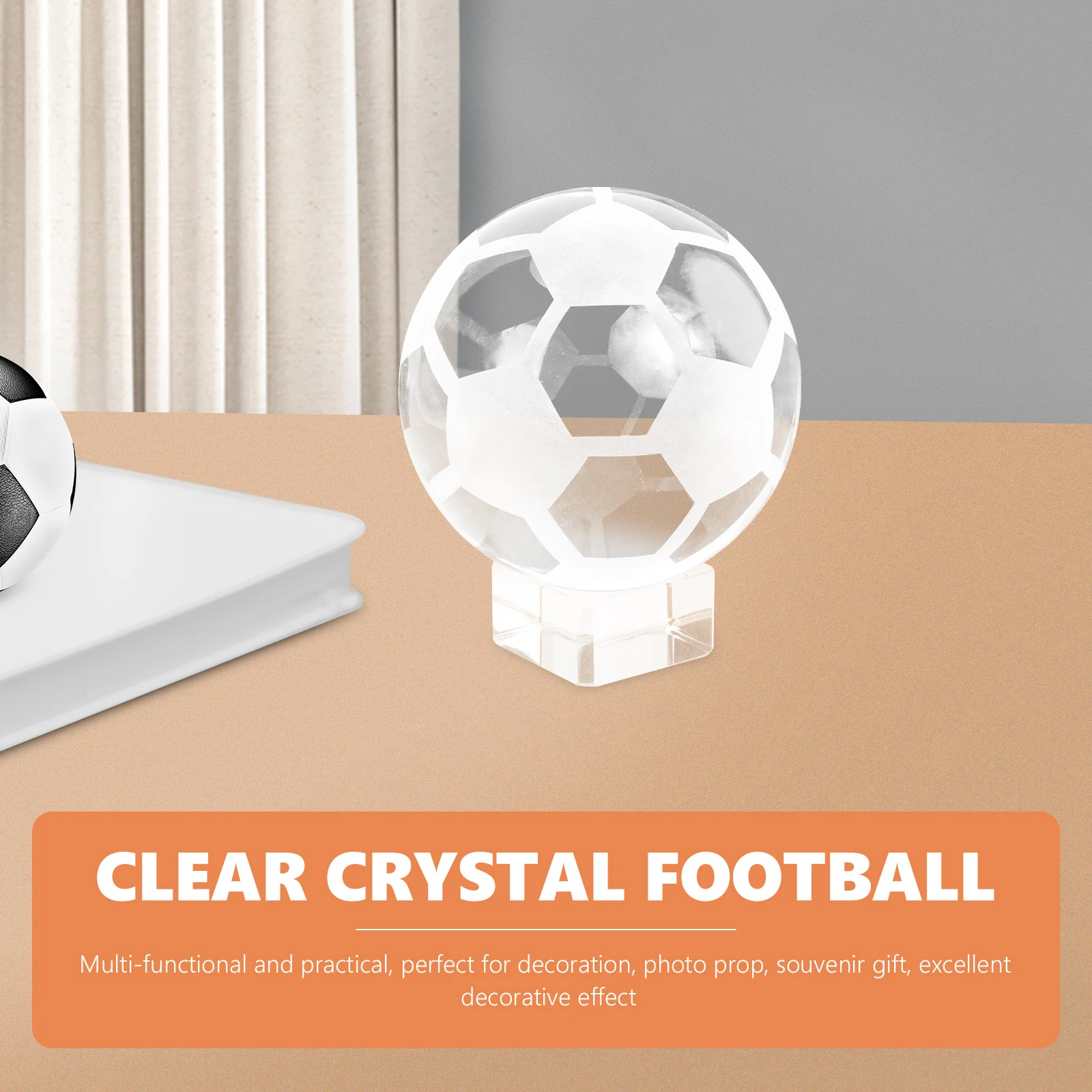 

Crystal Soccer Ball Transparent Clear Crystal Football Ornament Stand Included for Sport Party Decoration Souvenir Gift