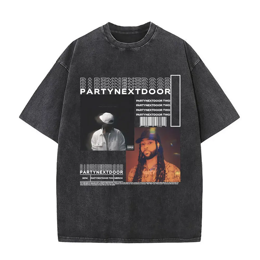 

Washed Vintage Rapper Partynextdoor Partynextdoor Two Album Graphic Tshirt Male Hip Hop Fashion T-shirts Men's Oversized T Shirt