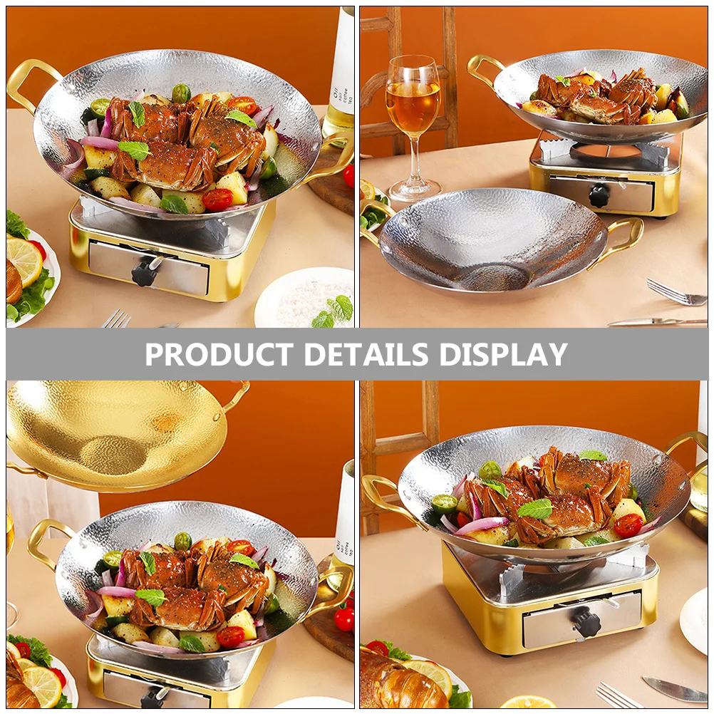 

Double Handle Stainless Steel Hammer Pattern Cooking Pot Multifunctional Dry Pan Kitchen Hot Pot Korean Ramen Seafood Cooking