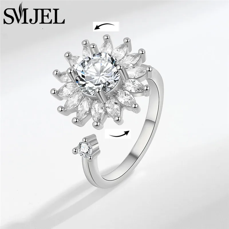 Neue Sonnenblume Angst Ring Fidget Spinner Ringe für Frauen Nette Schmetterling Kolibri Charms Finger Ring Anti Stress Drehen Geschenke