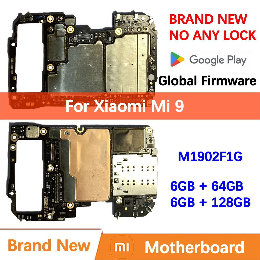 100% Brand New Original Motherboard for Xiaomi Mi 9 Mainboard Logic Circuit Board Plate Global Unlocked M1902F1G Mi9 Mother boar