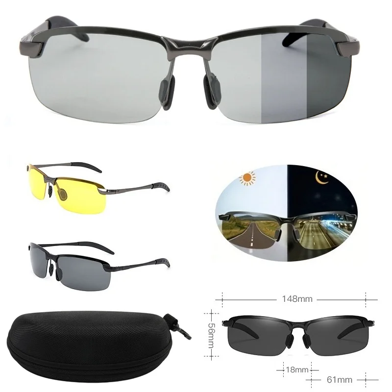 HD Polarized Anti-UV Cycling Sunglasses Day Night Vision Driving Glasses Color Change Fashion Outside Eyewear for Men Women