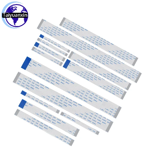 20 piezas Cable plano Flexible de cinta FPC FFC 4/6/8/10/12/14/16/18/20 pines Cable FFC 0,5mm 1mm 80C 60V VW-1 línea 5/10/15/20/25/30/40CM