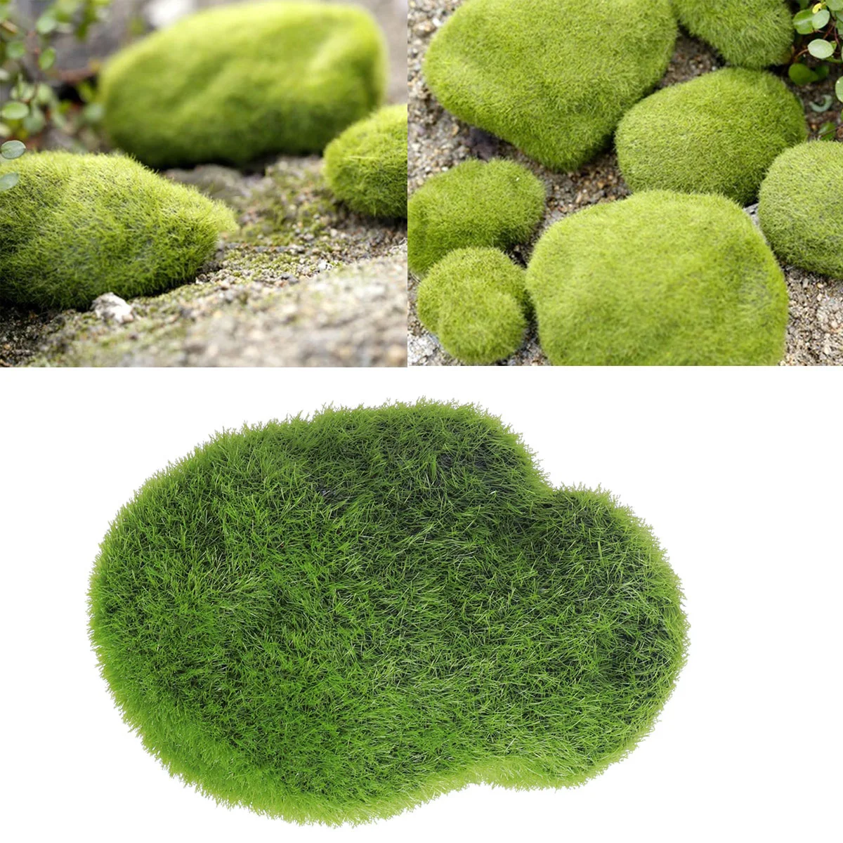 

Artificial Plants 10 Small Green Decorative Moss Rocks for Wreaths Fairy Gardens Terrariums Vase Bowl Bright Fuzzy Realistic